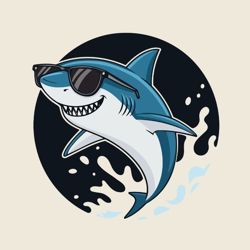 Requin surfeur avec lunettes noires
