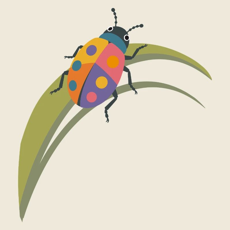 Colorful Insect on Leaf – Cute Nature Motif