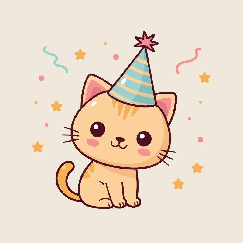 Festive kitten in a blue hat