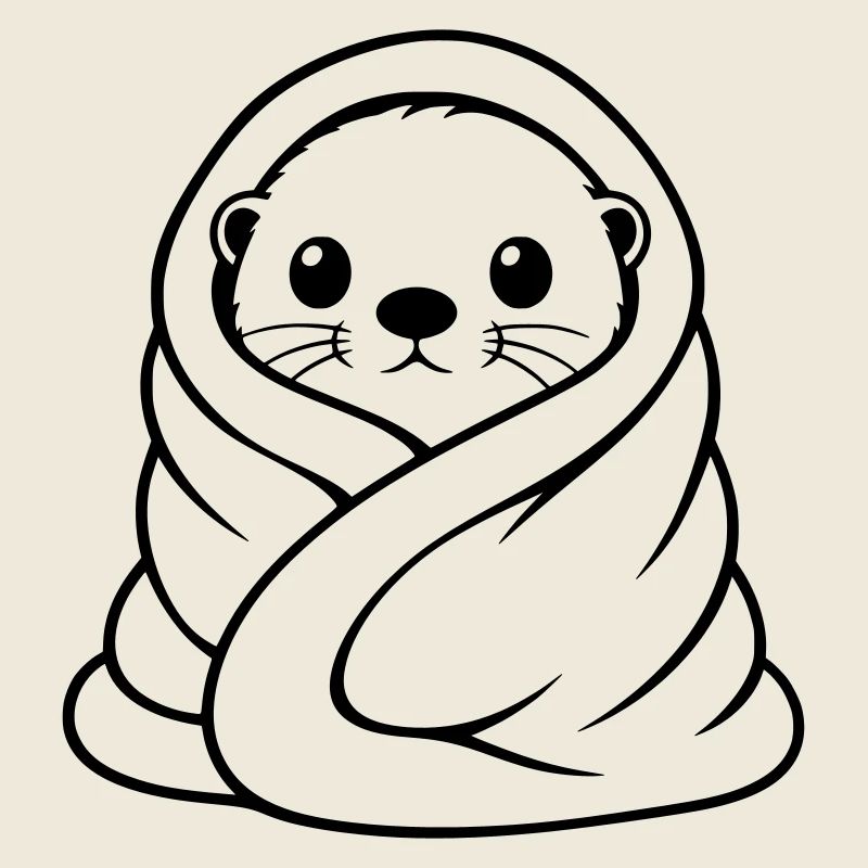 Loutre câline dans une couverture Motif mignon