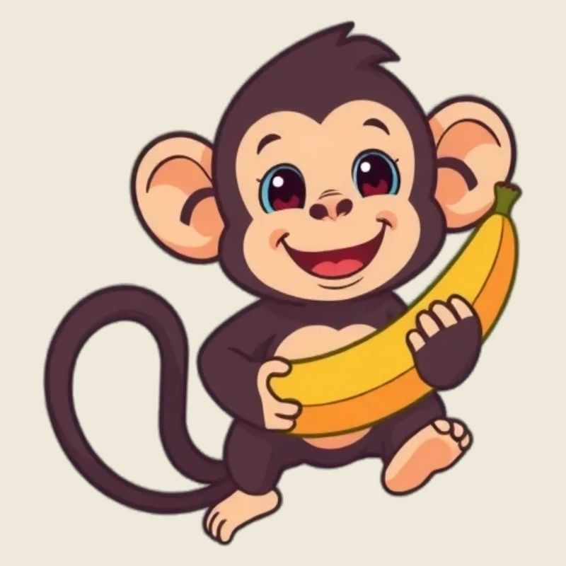 Cute Funny Monkey with Banana Gift
