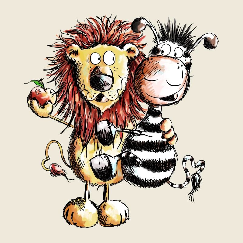 Löwe und Zebra - Löwen - Zebras - Comic - Geschenk