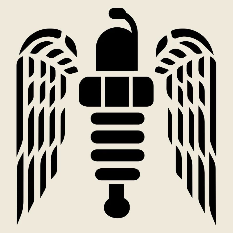 Spark plug emblem with large wings