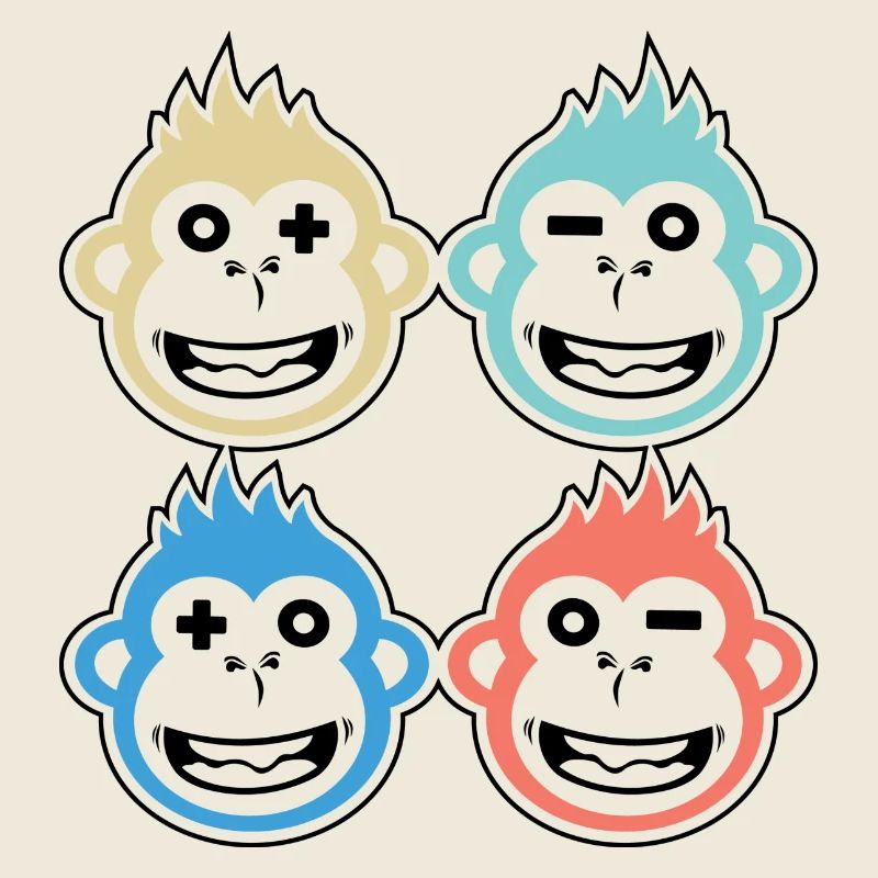 4 singes heureux