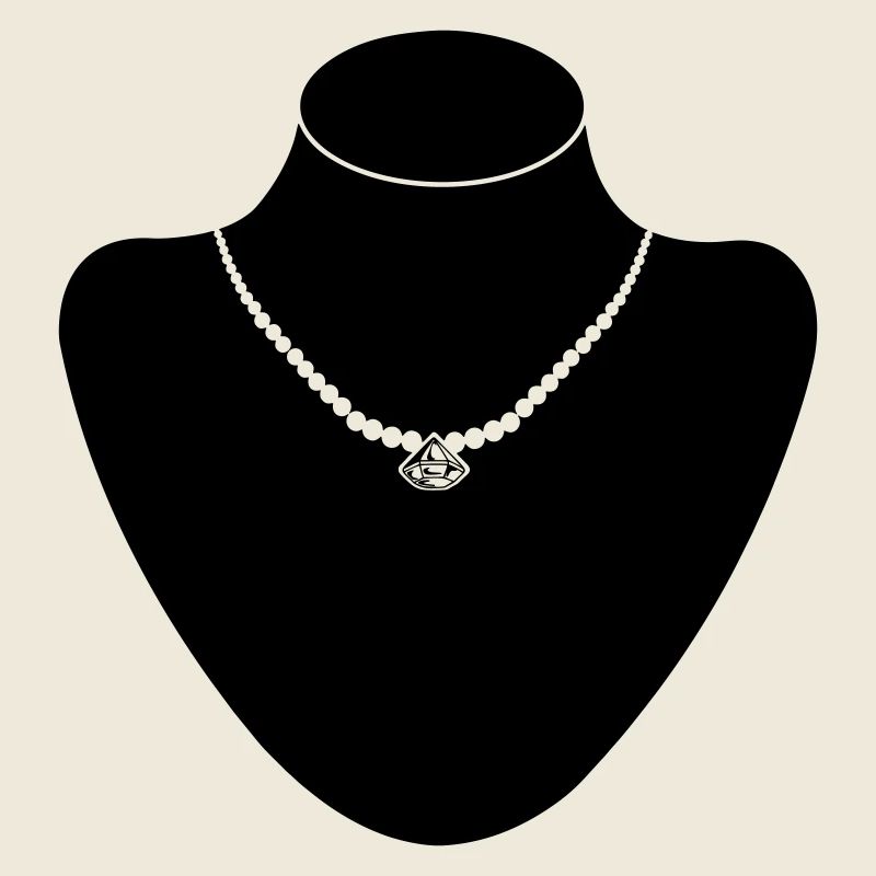Support col bijoutier avec collier de perles et diamant