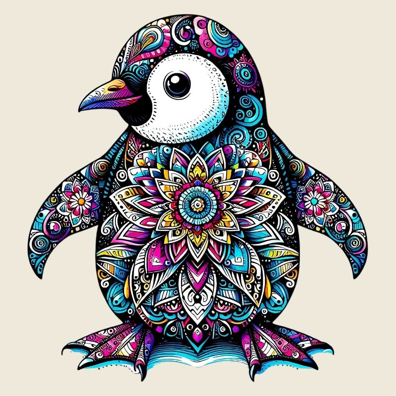 Pingouin décoré de Mandalas