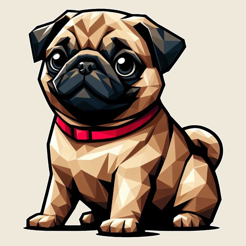 Geometric Pug Design Dog Polygon Art