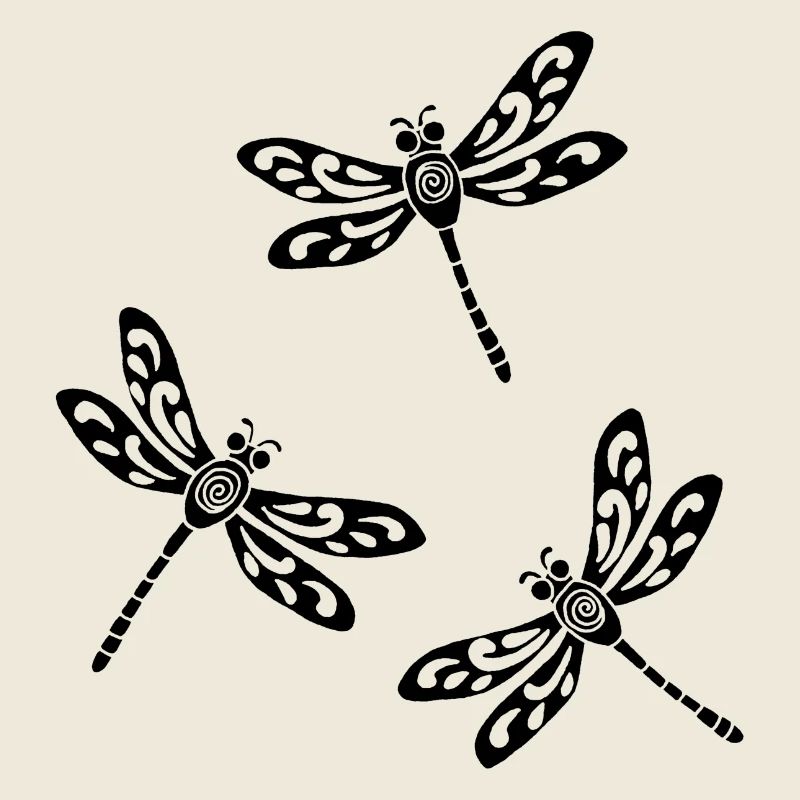 Trio schwarzer Libellen