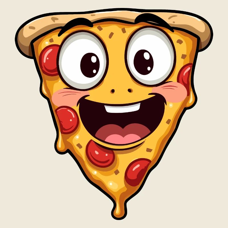 Happy Pizza Face Funny Art