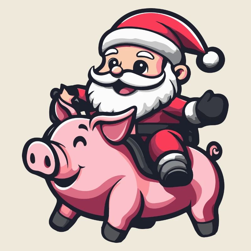 Schwein Weihnachtsmann Cartoon