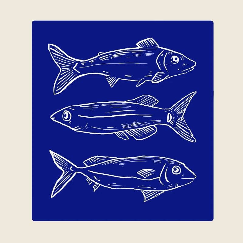 Dark blue fish pattern illustration