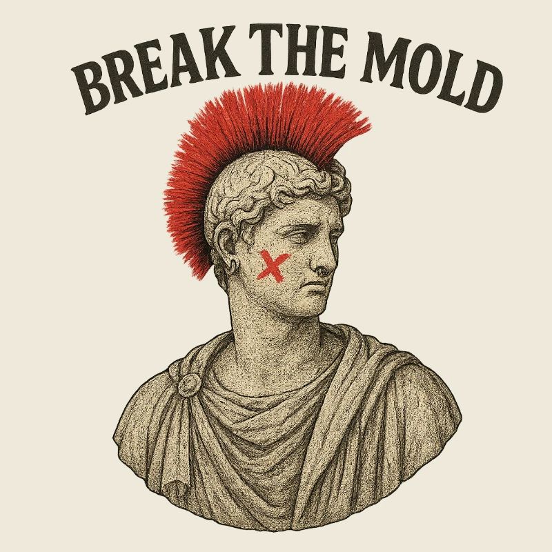 Ancient Bust with Bold Protest Motif