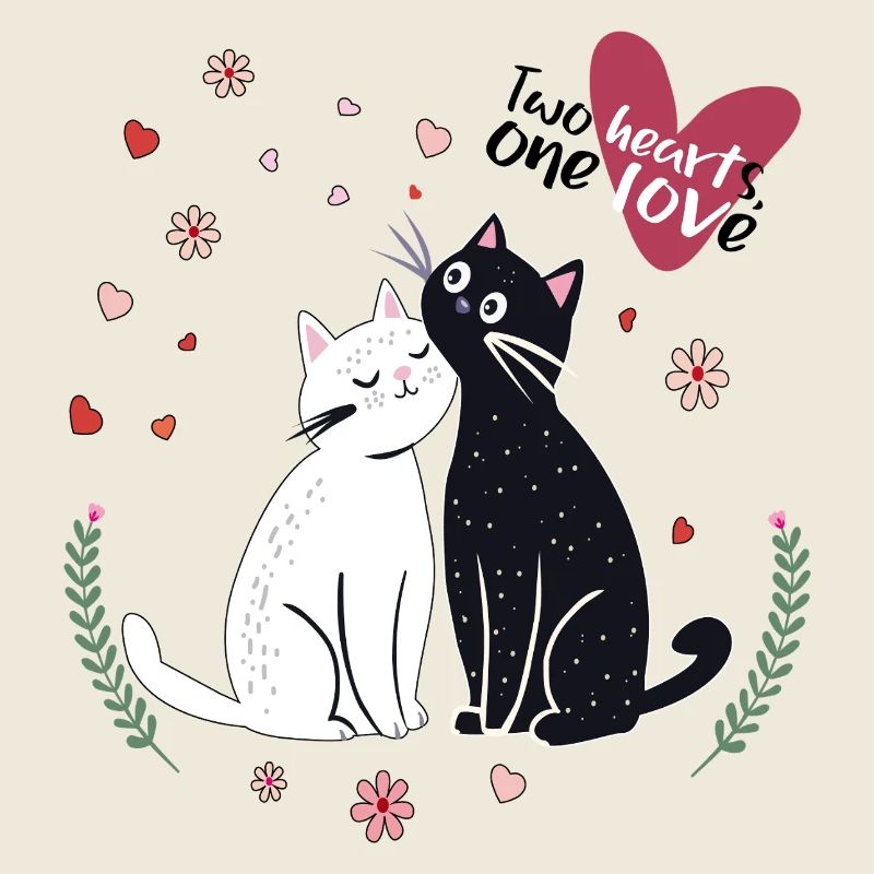 Chats joueurs avec des cœurs