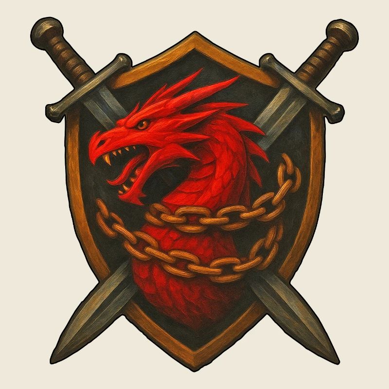 Red Dragon on Shield with Chains