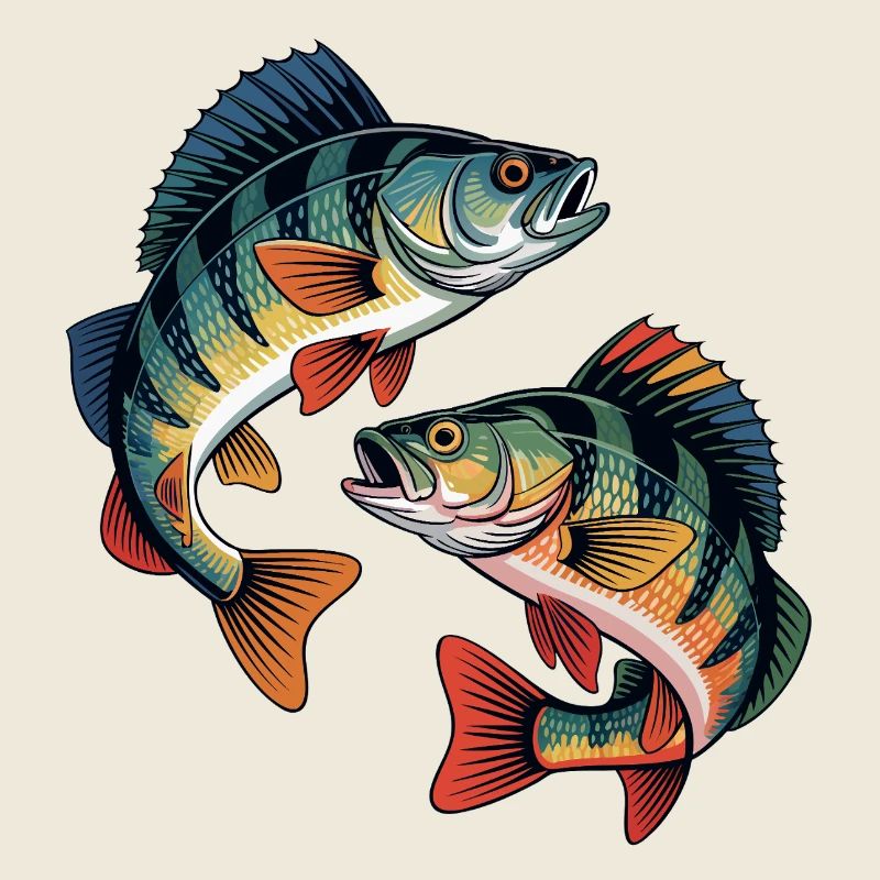 Zwei springende Barsche