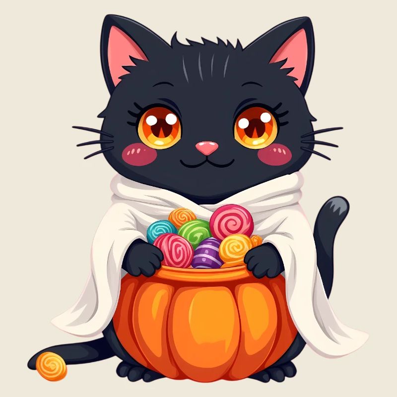 Chat d’Halloween avec citrouille d’Halloween