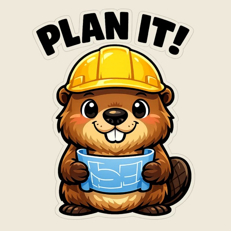 Bauheld Biber mit Plan