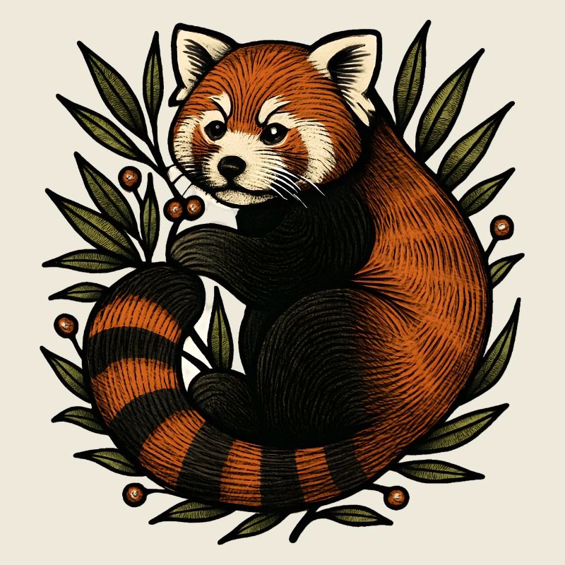 Panda rouge dans le feuillage