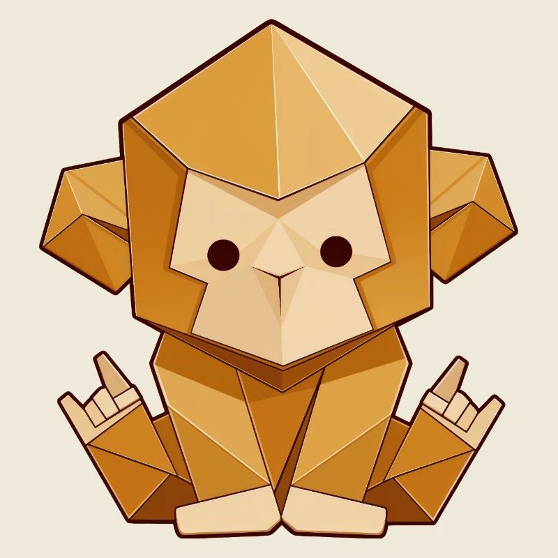 Origami Monkey – Rock Hand Sign Polygon Style