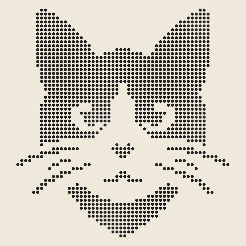 Silhouette de visage de chat à points