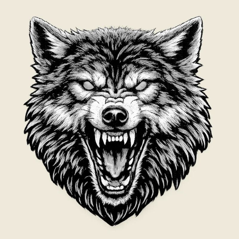 Black White Wolf Head