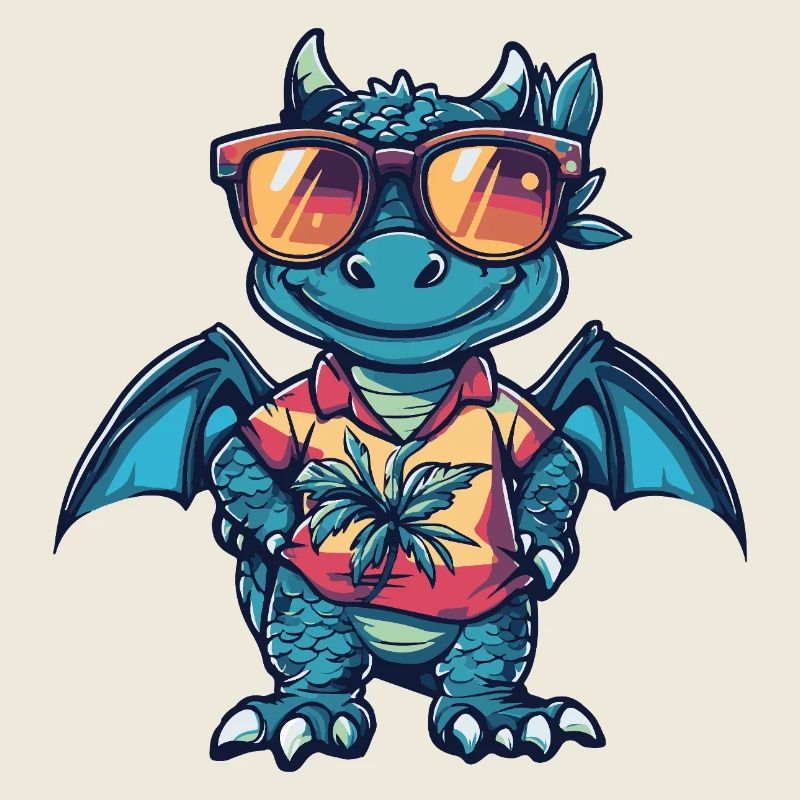 Drache Comic Urlaub
