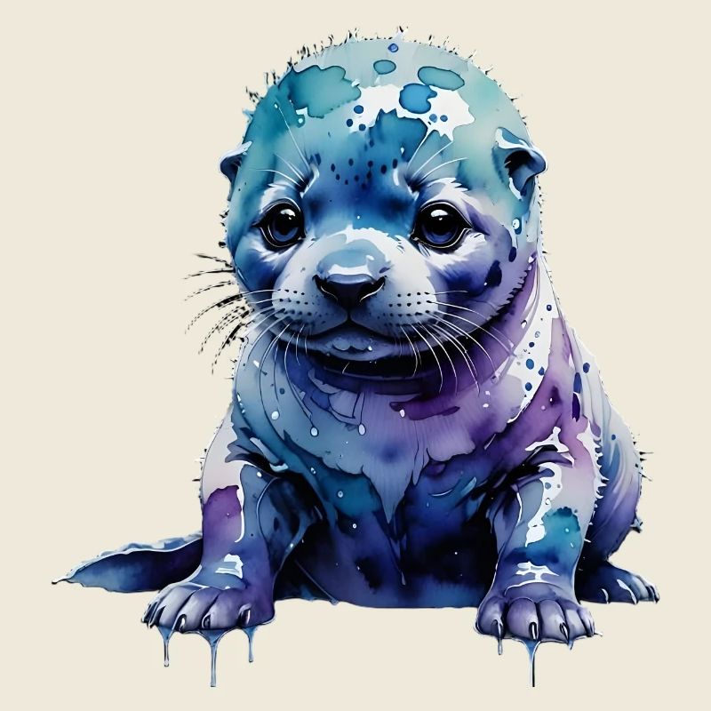 Aquarell-Seehundjunge Blauviolett