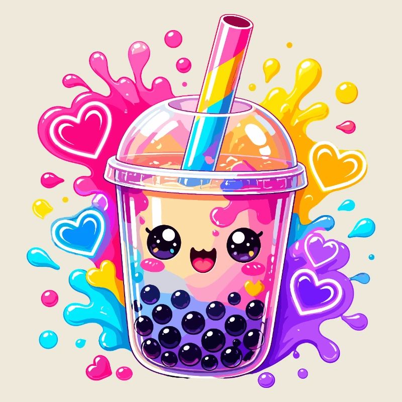 Explosion des couleurs du bubble tea de Kawaii