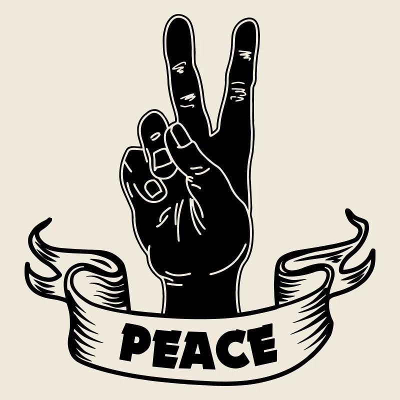 Schwarzer Handfrieden mit Text FRIEDEN
