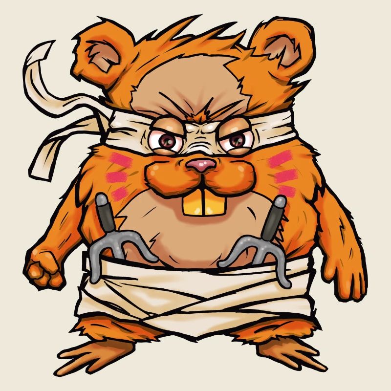Kawaii Samurai Hamster mit Hamjitsu Schwert