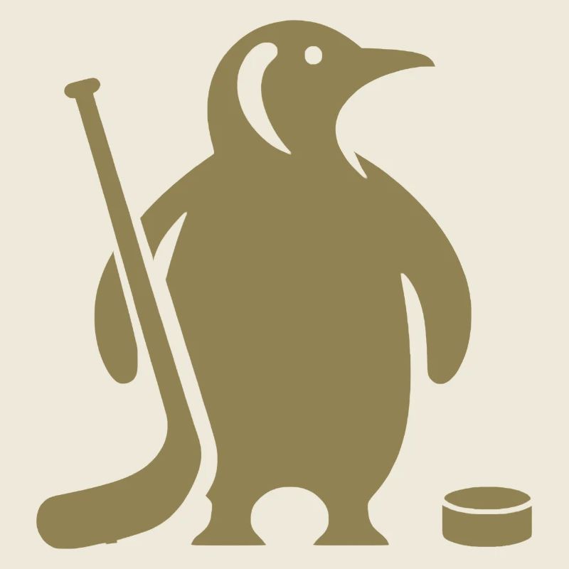 Silhouette minimaliste de hockey sur glace pingouin