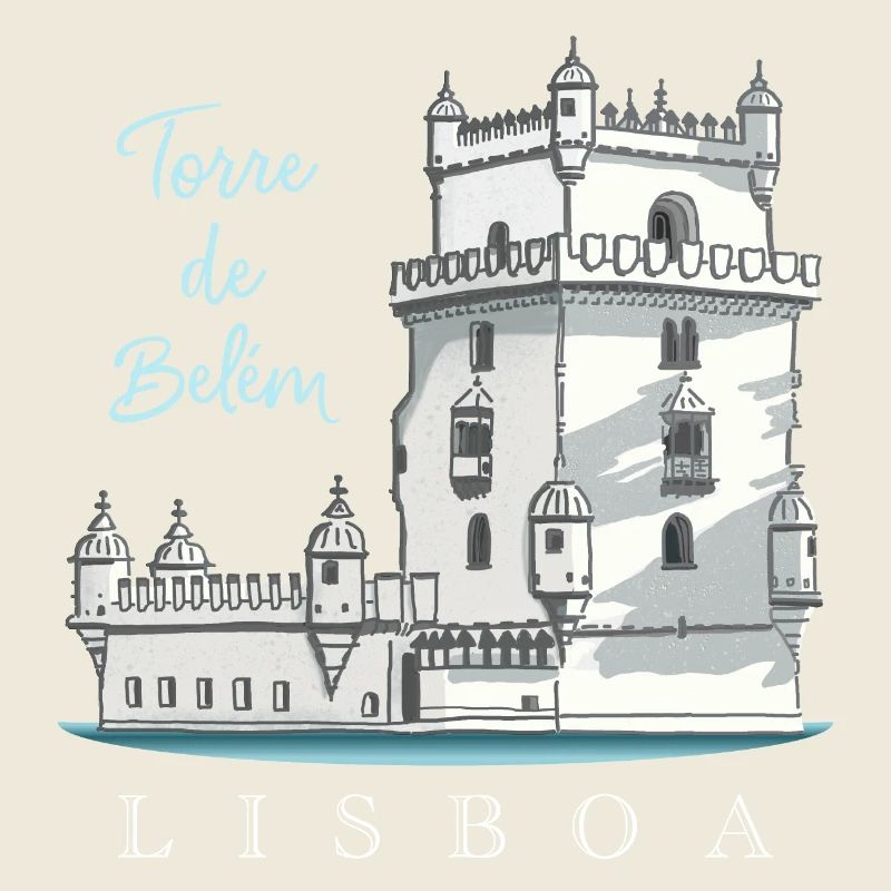 Torre de Belem, Lisbon, Portugal, Hand Drawing