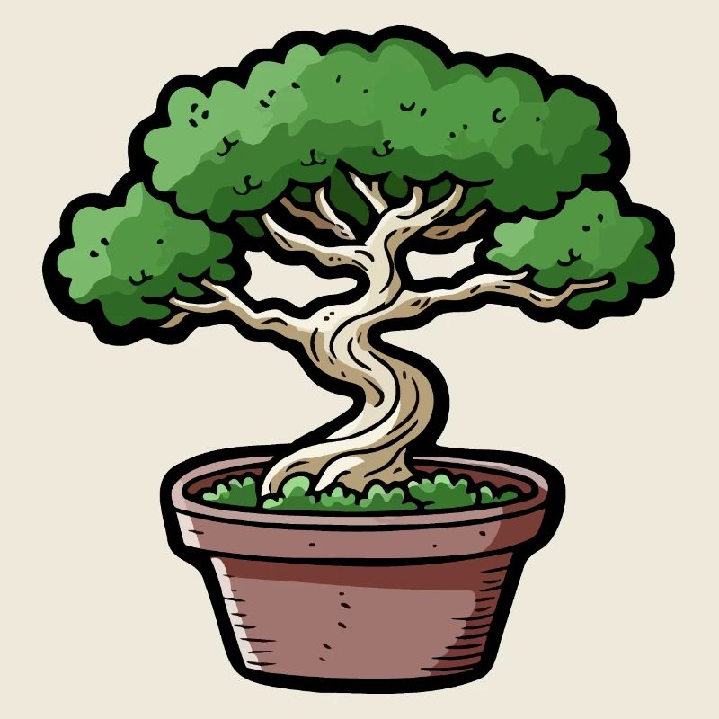 Comic Bonsai Baum
