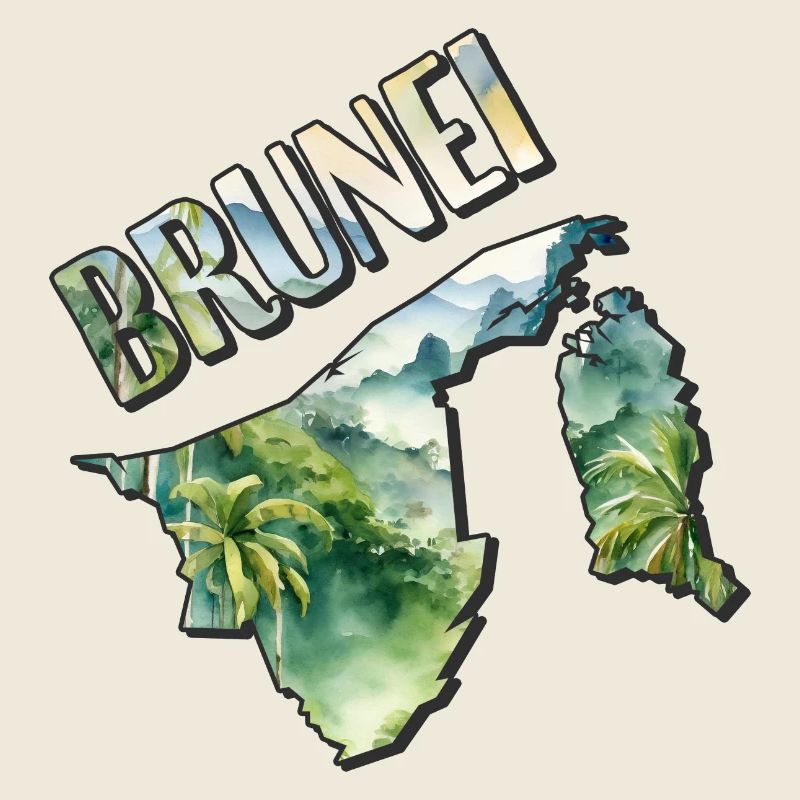 Carte à l’aquarelle Brunei