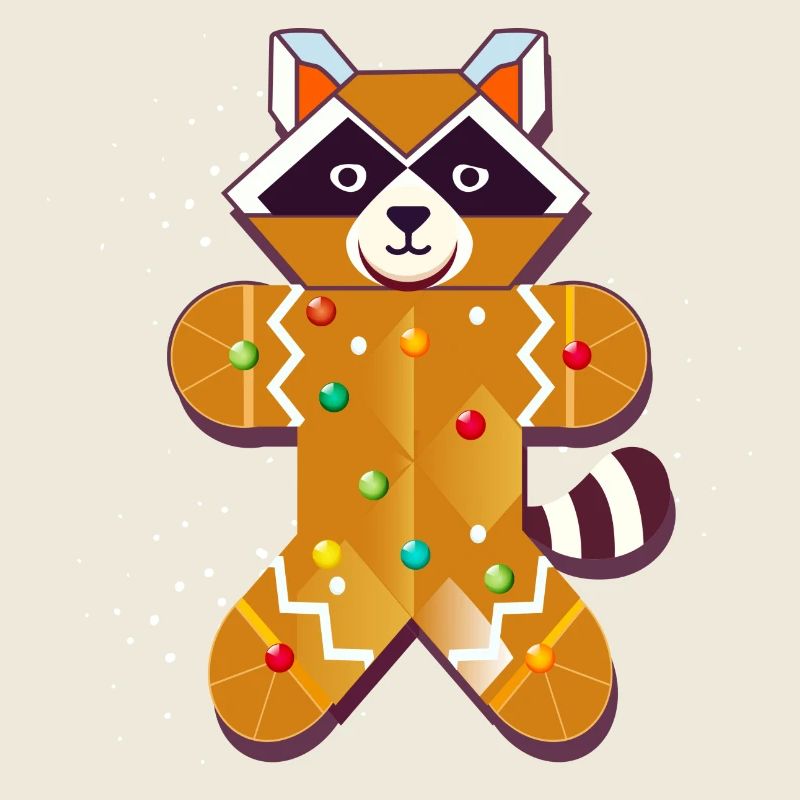 Gingerbread Raccoon – Funny Christmas Design