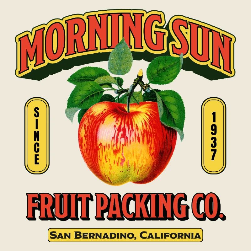 Étiquette de fruit du soleil du matin
