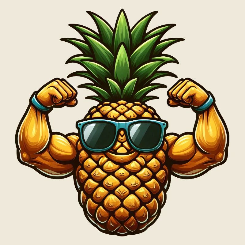 Cool cartoon pineapple with sunglasses