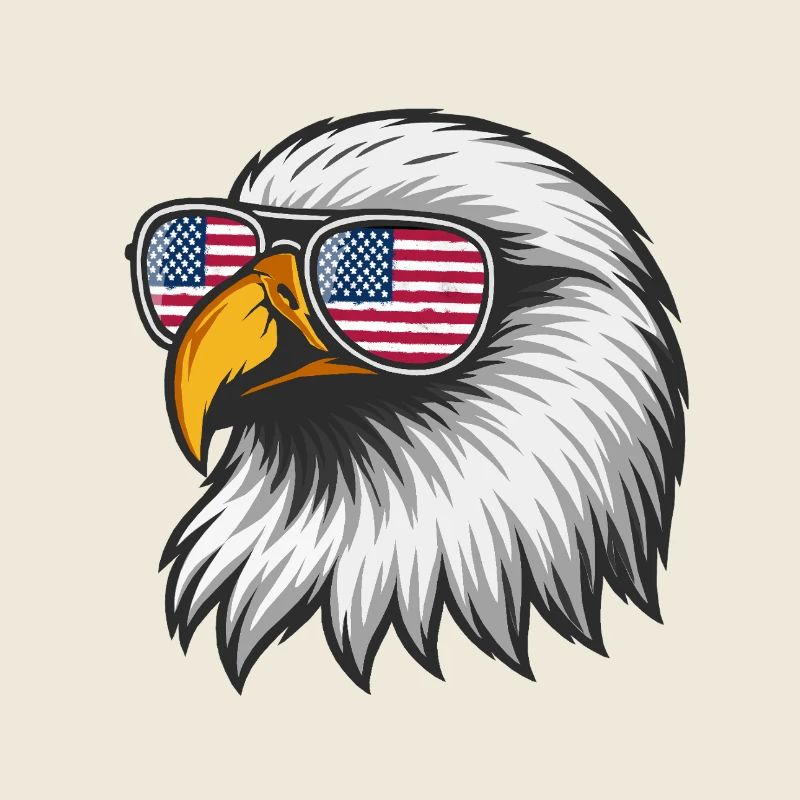 Aigle américain avec drapeau dans des lunettes