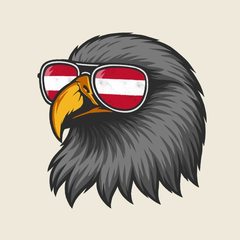 Austrian eagle with flag in glasses