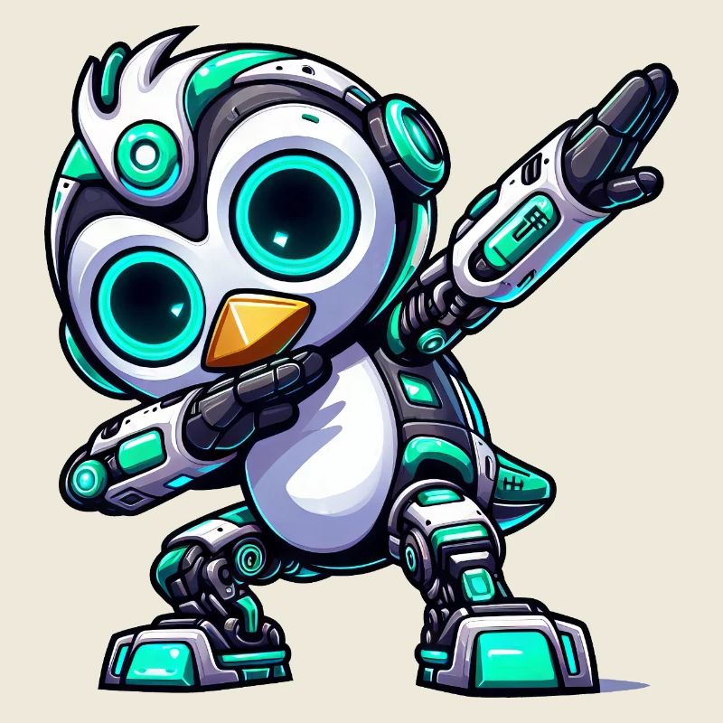 Cool pingouin robot cyborg robot astronaute dab