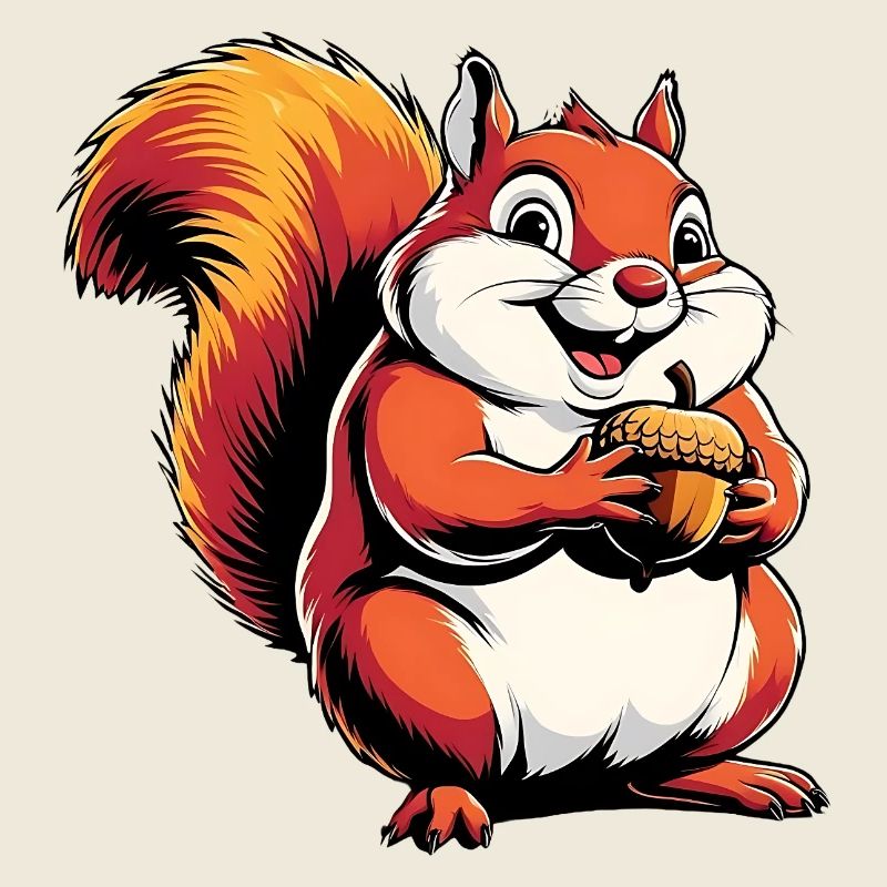 Witziger Eichhörnchen CartoonMit Eichel