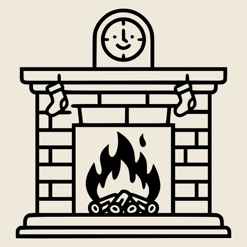 Gemütlicher Weihnachtskamin mit Feuer