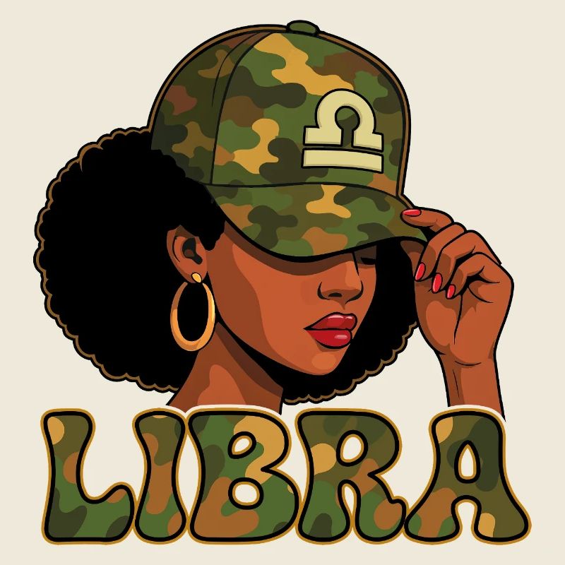 Libra Queen – Camo Afro Girl Harmony Vibes