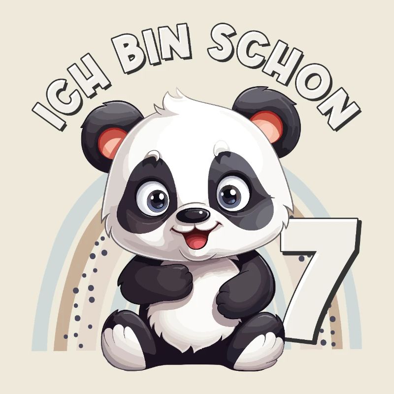 7. Geburtstag Panda Bär Regenbogen Süß Niedlich