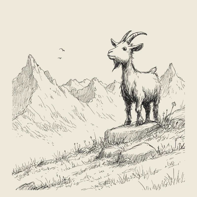 Alpengipfel mit Ziege