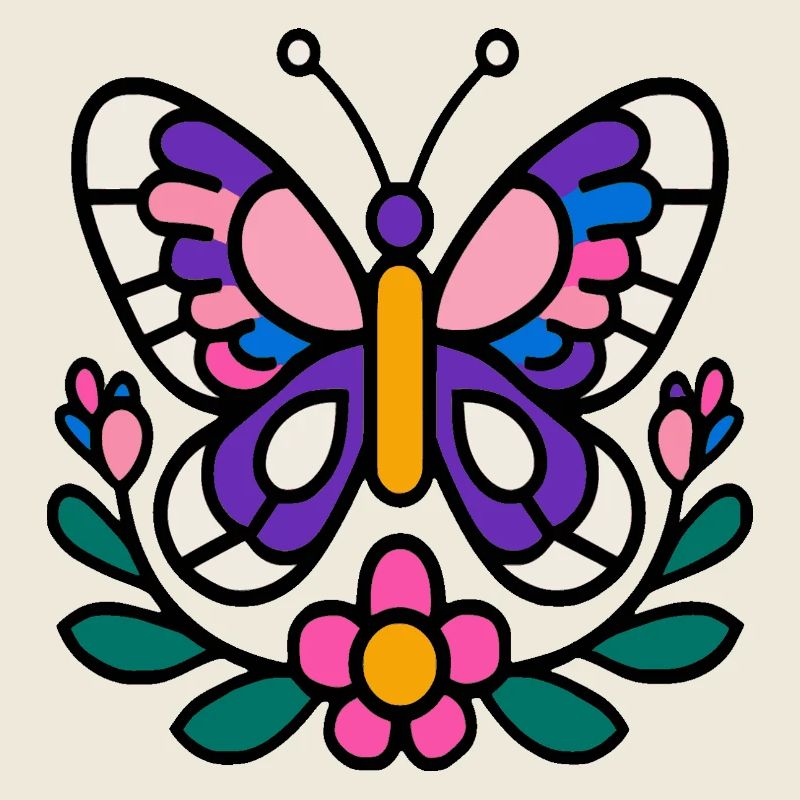 Papillon avec des fleurs