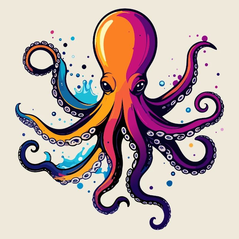 Bunter Oktopus Neon Tintentraum