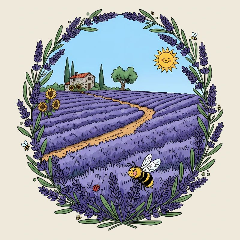 Lavender trail in sunlight