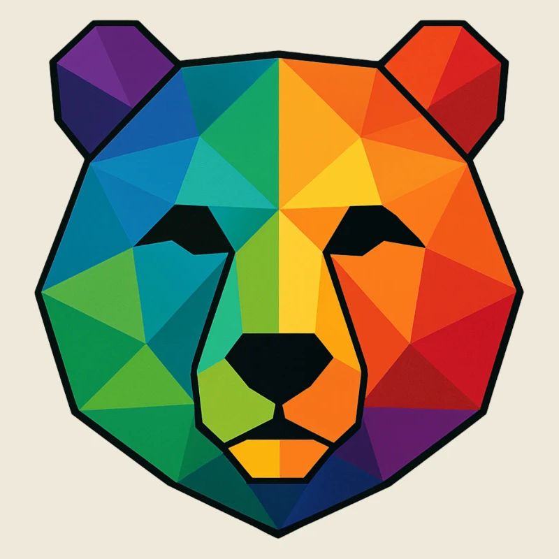 Ours low poly pop art coloré