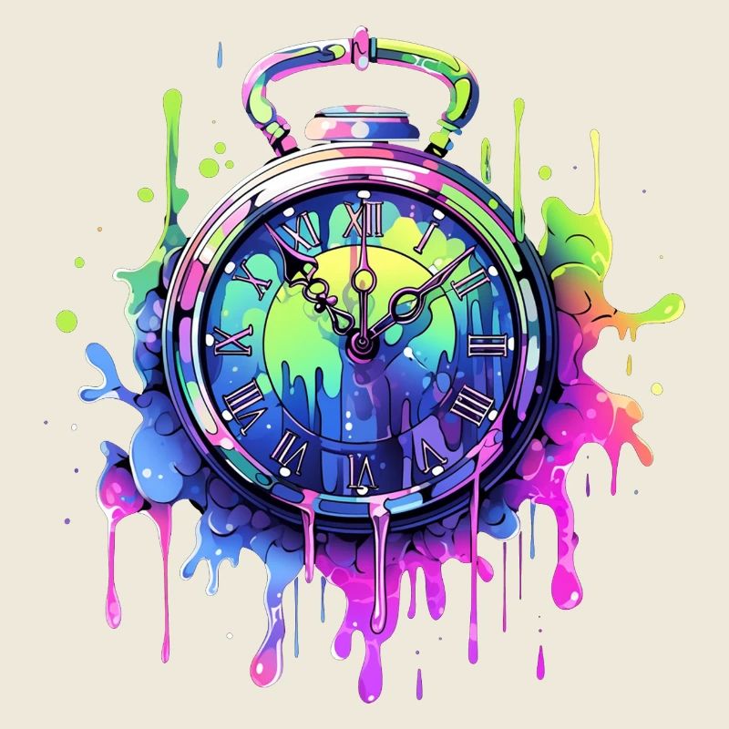 Bunte Uhr mit Farbspritzern